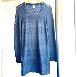 M Missoni Black Textured Knit Sheer Top Long Sleeve Shift Dress EU 38